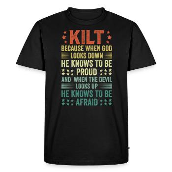 Scottish Kilt Saying Scottish Skirt Scotland - Men's Premium Organic T-Shirt - black - Front - Nico (187cm)