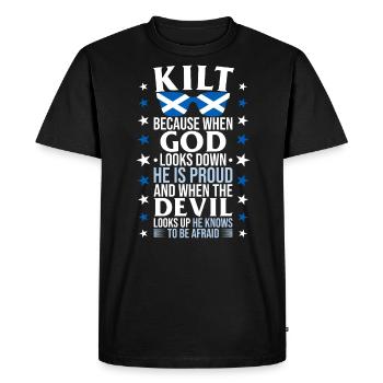 Scottish Kilt Saying Scottish Skirt Scotland - Men's Premium Organic T-Shirt - black - Front - Nico (187cm)