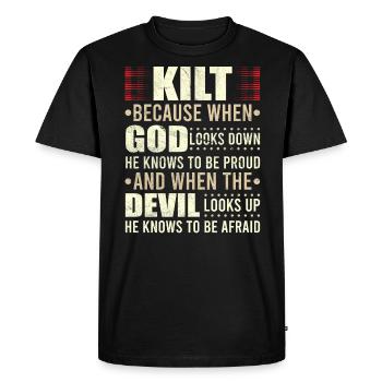 Scottish Kilt Saying Scottish Skirt Scotland - Men's Premium Organic T-Shirt - black - Front - Nico (187cm)