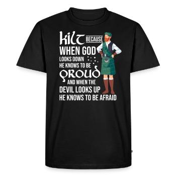 Scottish Kilt Saying Scottish Skirt Scotland - Men's Premium Organic T-Shirt - black - Front - Nico (187cm)