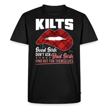 Scottish Kilt Saying Scottish Skirt Scotland - Men's Premium Organic T-Shirt - black - Front - Nico (187cm)