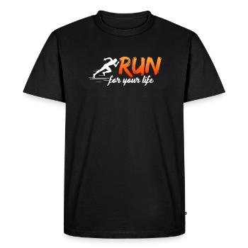 Run - Men's Premium Organic T-Shirt - black - Front - Nico (187cm)
