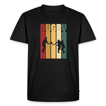 Rugby - Männer Premium Bio T-Shirt - Schwarz - Vorne - Nico (187cm)