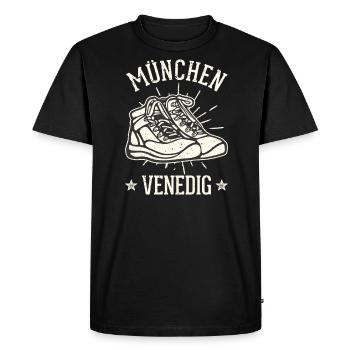 Alpenüberquerung München Venedig Fernwanderweg - Männer Premium Bio T-Shirt - Schwarz - Vorne - Nico (187cm)