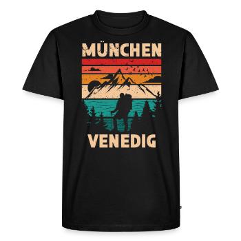 Alpenüberquerung München Venedig Fernwanderweg - Männer Premium Bio T-Shirt - Schwarz - Vorne - Nico (187cm)