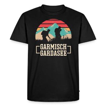 Traversée des Alpes Lac Garmisch de Garde - T-shirt Premium bio Homme - noir - Devant - Nico (187cm)