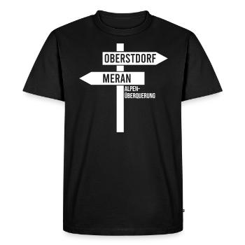 Traversée des Alpes Sentier de randonnée longue distance Oberstdorf Merano E5 - T-shirt Premium bio Homme - noir - Devant - Nico (187cm)