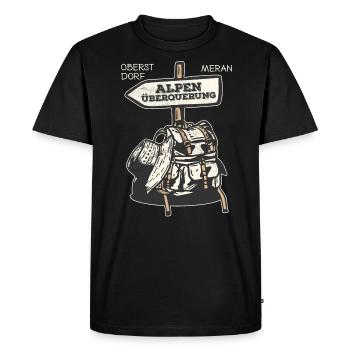 Traversée des Alpes Sentier de randonnée longue distance Oberstdorf Merano E5 - T-shirt Premium bio Homme - noir - Devant - Nico (187cm)