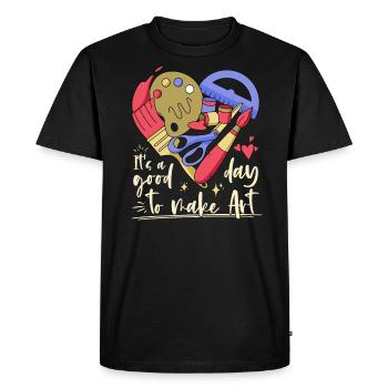 Professeur d’art Drôle de dicteur Cours d’art Cours d’art - T-shirt Premium bio Homme - noir - Devant - Nico (187cm)
