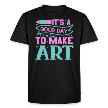 Professeur d’art Drôle de dicteur Cours d’art Cours d’art - T-shirt Premium bio Homme - noir - Devant - Nico (187cm)