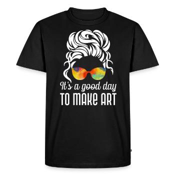 Professeur d’art Drôle de dicteur Cours d’art Cours d’art - T-shirt Premium bio Homme - noir - Devant - Nico (187cm)