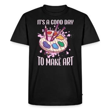 Professeur d’art Drôle de dicteur Cours d’art Cours d’art - T-shirt Premium bio Homme - noir - Devant - Nico (187cm)