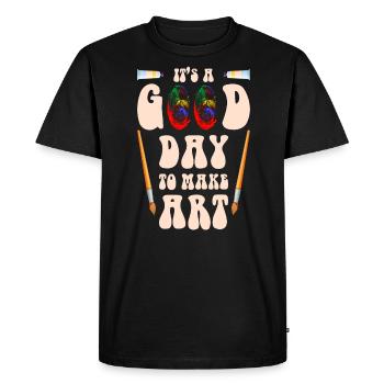 Professeur d’art Drôle de dicteur Cours d’art Cours d’art - T-shirt Premium bio Homme - noir - Devant - Nico (187cm)