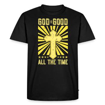 God is Good Church Faith Christianity Holy - Men's Premium Organic T-Shirt - black - Front - Nico (187cm)