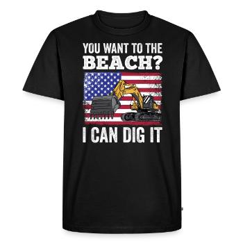 Retro Excavator Slogan Excavator Driver Construction Site - Men's Premium Organic T-Shirt - black - Front - Nico (187cm)