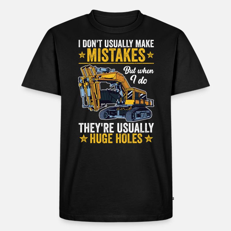 Retro Bagger Spruch Baggerfahrer Baustelle - Männer Premium Bio T-Shirt - Schwarz
