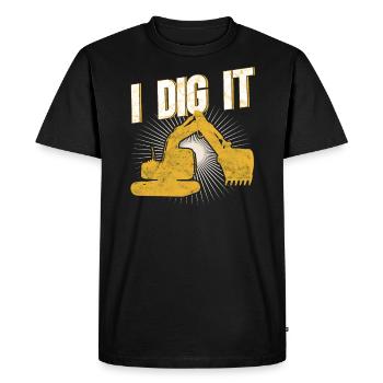 Retro Excavator Slogan Excavator Driver Construction Site - Men's Premium Organic T-Shirt - black - Front - Nico (187cm)
