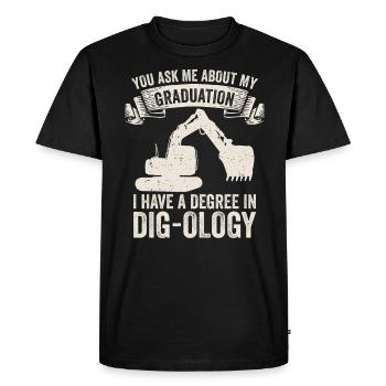 Retro Excavator Slogan Excavator Driver Construction Site - Men's Premium Organic T-Shirt - black - Front - Nico (187cm)