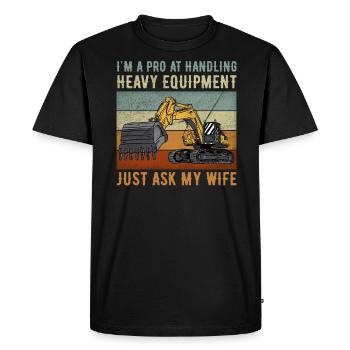 Excavatrice rétro Dire conducteur d’excavatrice Chantier - T-shirt Premium bio Homme - noir - Devant - Nico (187cm)