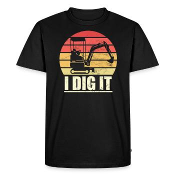 Retro Excavator Slogan Excavator Driver Construction Site - Men's Premium Organic T-Shirt - black - Front - Nico (187cm)