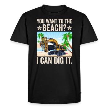 Retro Excavator Slogan Excavator Driver Construction Site - Men's Premium Organic T-Shirt - black - Front - Nico (187cm)