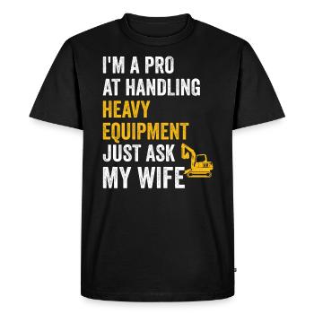 Retro Excavator Slogan Excavator Driver Construction Site - Men's Premium Organic T-Shirt - black - Front - Nico (187cm)
