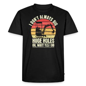 Retro Excavator Slogan Excavator Driver Construction Site - Men's Premium Organic T-Shirt - black - Front - Nico (187cm)