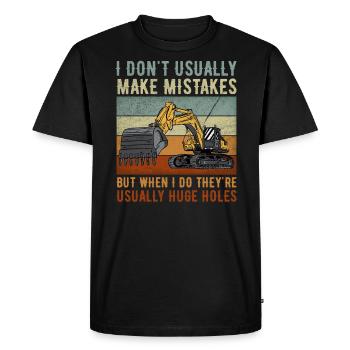 Retro Excavator Slogan Excavator Driver Construction Site - Men's Premium Organic T-Shirt - black - Front - Nico (187cm)