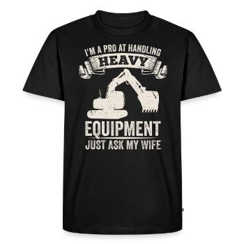 Retro Bagger Spruch Baggerfahrer Baustelle - Männer Premium Bio T-Shirt - Schwarz - Vorne - Nico (187cm)