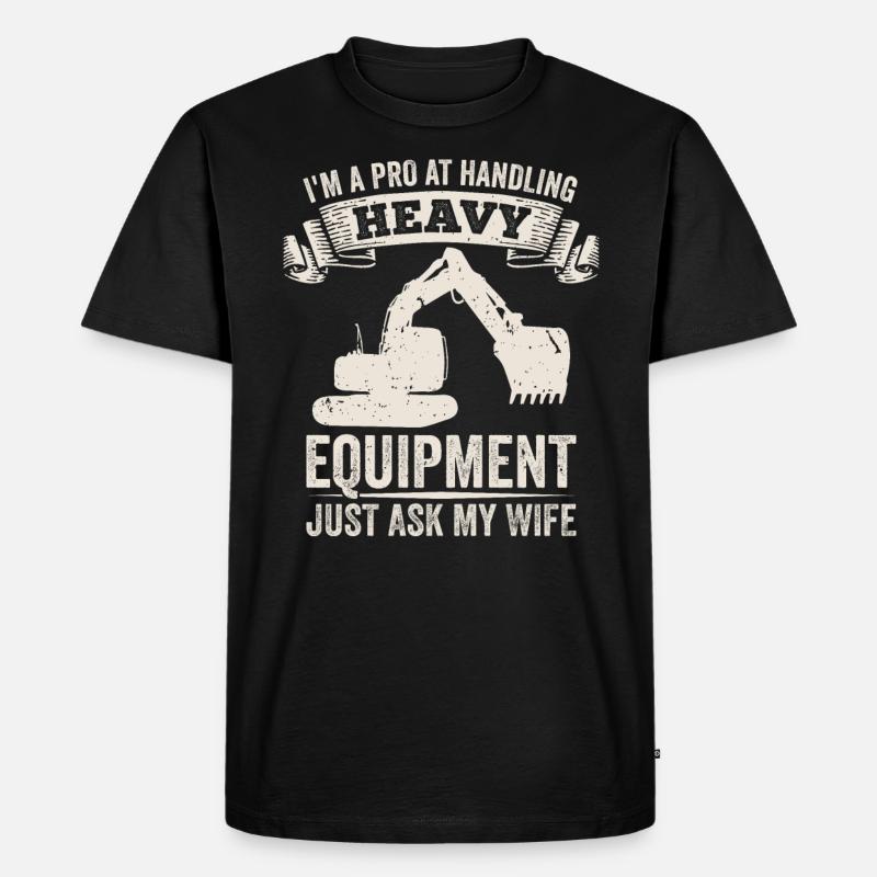 Retro Bagger Spruch Baggerfahrer Baustelle - Männer Premium Bio T-Shirt - Schwarz