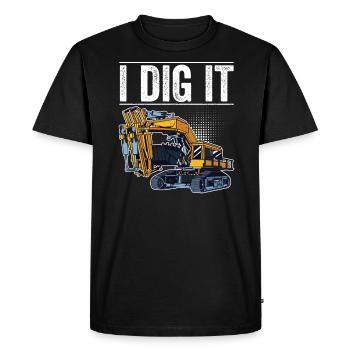 Retro Excavator Slogan Excavator Driver Construction Site - Men's Premium Organic T-Shirt - black - Front - Nico (187cm)