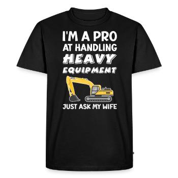 Retro Excavator Slogan Excavator Driver Construction Site - Men's Premium Organic T-Shirt - black - Front - Nico (187cm)