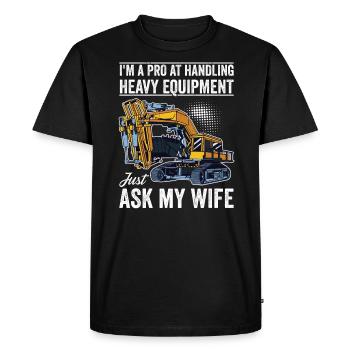 Retro Excavator Slogan Excavator Driver Construction Site - Men's Premium Organic T-Shirt - black - Front - Nico (187cm)