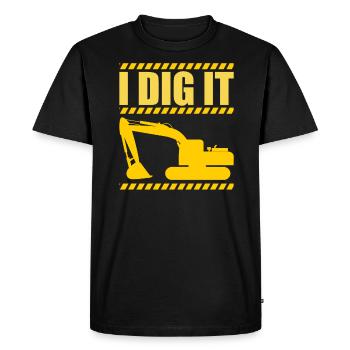 Retro Excavator Slogan Excavator Driver Construction Site - Men's Premium Organic T-Shirt - black - Front - Nico (187cm)