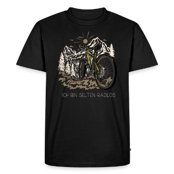 MTB Fahrer Mountainbike Ich Bin Selten Radlos - Männer Premium Bio T-Shirt - Schwarz - Vorne - Nico (187cm)