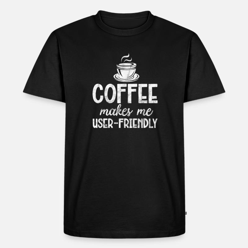 Kaffee - Männer Premium Bio T-Shirt - Schwarz