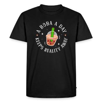 Thé à bulles - T-shirt Premium bio Homme - noir - Devant - Nico (187cm)