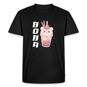 Thé à bulles - T-shirt Premium bio Homme - noir - Devant - Nico (187cm)