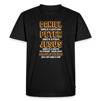 Bible Bible Versets chrétiens Don de Jésus - T-shirt Premium bio Homme - noir - Devant - Nico (187cm)