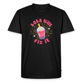 Thé à bulles - T-shirt Premium bio Homme - noir - Devant - Nico (187cm)