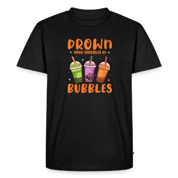 Thé à bulles - T-shirt Premium bio Homme - noir - Devant - Nico (187cm)