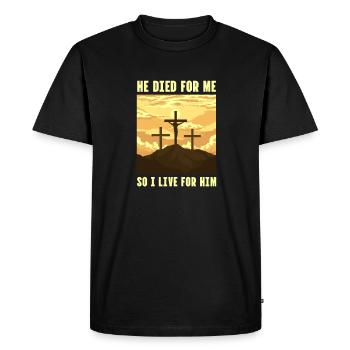 Bible Bible Versets chrétiens Don de Jésus - T-shirt Premium bio Homme - noir - Devant - Nico (187cm)