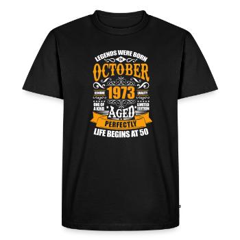 October 1973 50th birthday 50 years gift - Men's Premium Organic T-Shirt - black - Front - Nico (187cm)