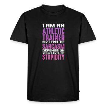 Sports Physician - Men's Premium Organic T-Shirt - black - Front - Nico (187cm)