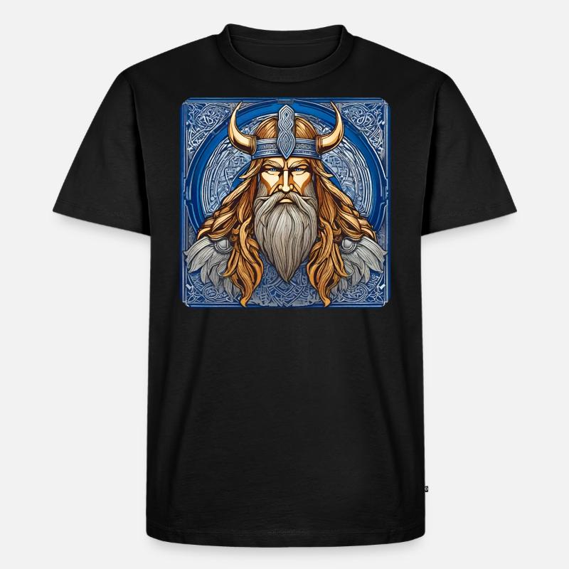 Stolzer Wikinger mit Hörner Helm - Männer Premium Bio T-Shirt - Schwarz