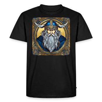 Proud Viking with Horns Helmet - Men's Premium Organic T-Shirt - black - Front - Nico (187cm)