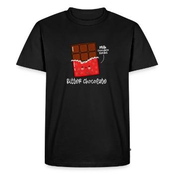 Chocolat - T-shirt Premium bio Homme - noir - Devant - Nico (187cm)