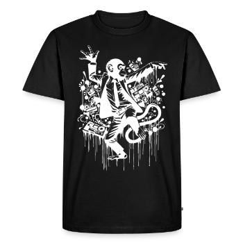 Dancing Monkey | Naïve and Happy - Men's Premium Organic T-Shirt - black - Front - Nico (187cm)