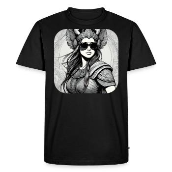 Femme viking fière moderne avec des lunettes de soleil - T-shirt Premium bio Homme - noir - Devant - Nico (187cm)