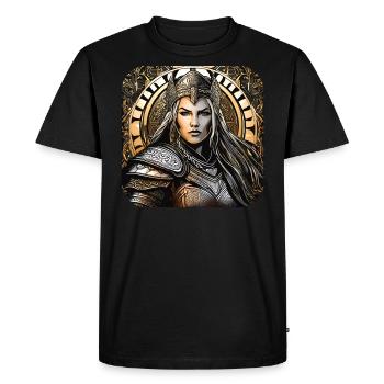 Proud Viking Germanin Shieldmaiden - Men's Premium Organic T-Shirt - black - Front - Nico (187cm)